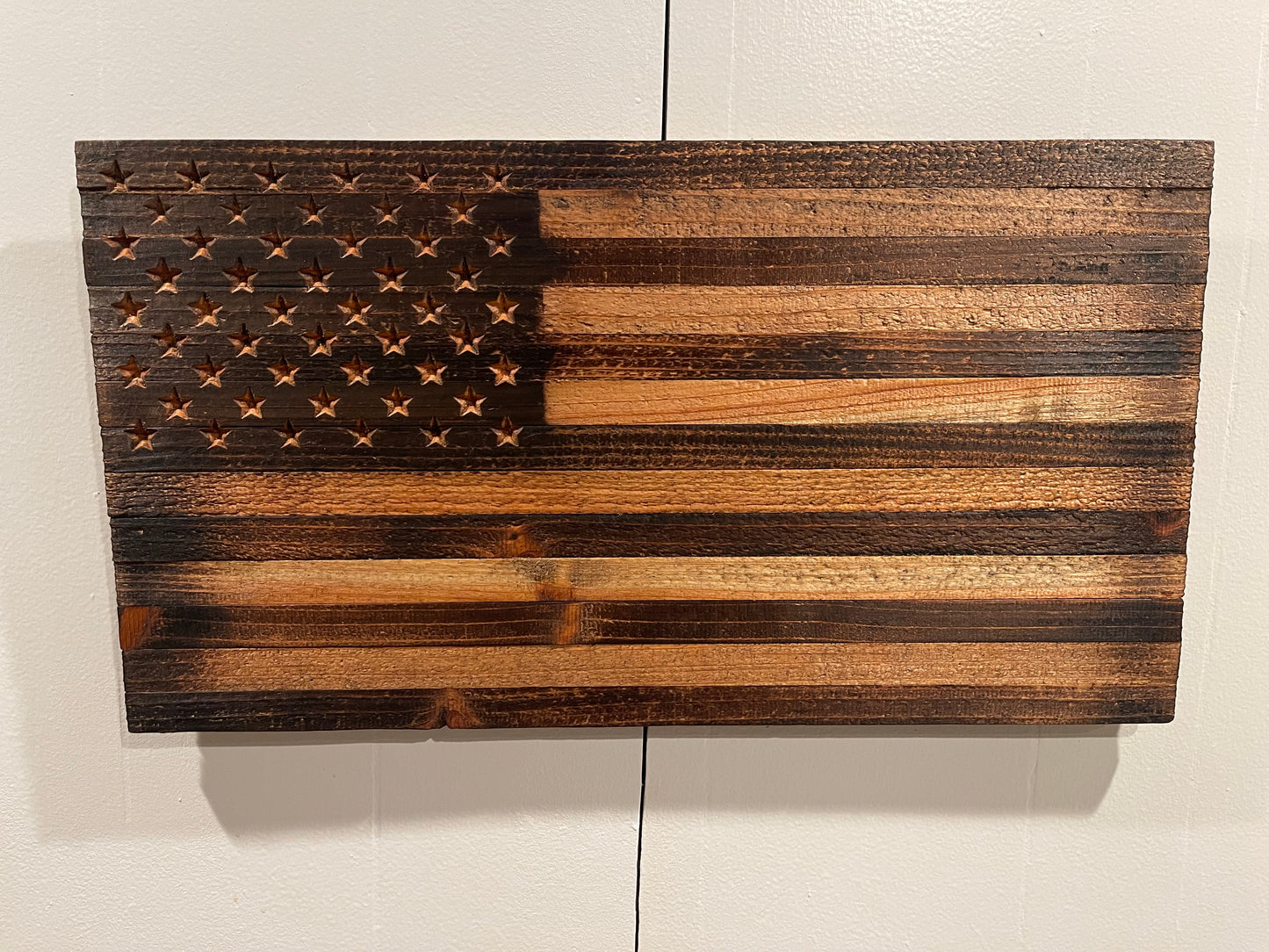 Handmade Reclaimed Rustic Cedar American Flag 13" x 24"