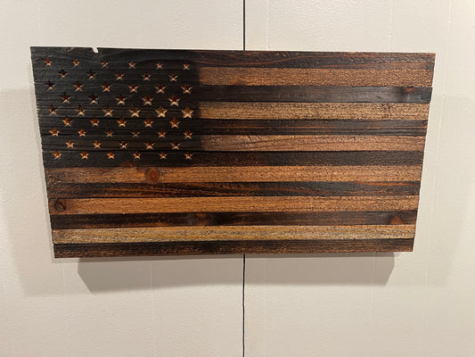 Handmade Reclaimed Rustic Cedar American Flag 13" x 24"