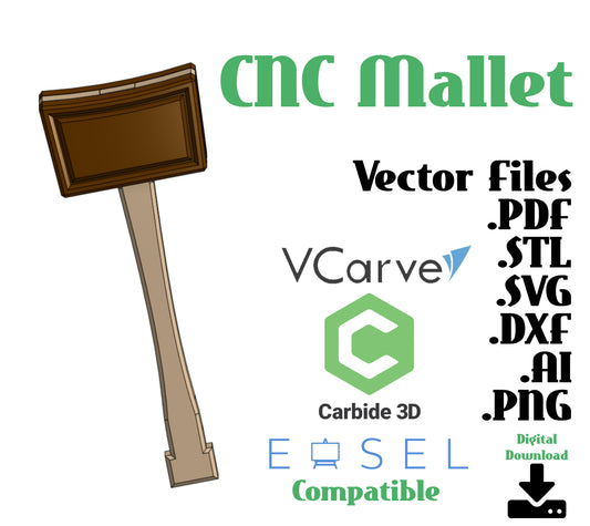 Wooden Mallet Blueprint | Vector Files for CNC & Engraving | User-Friendly | .STL | .SVG | .dxf |.pdf | Carbide Create Compatible