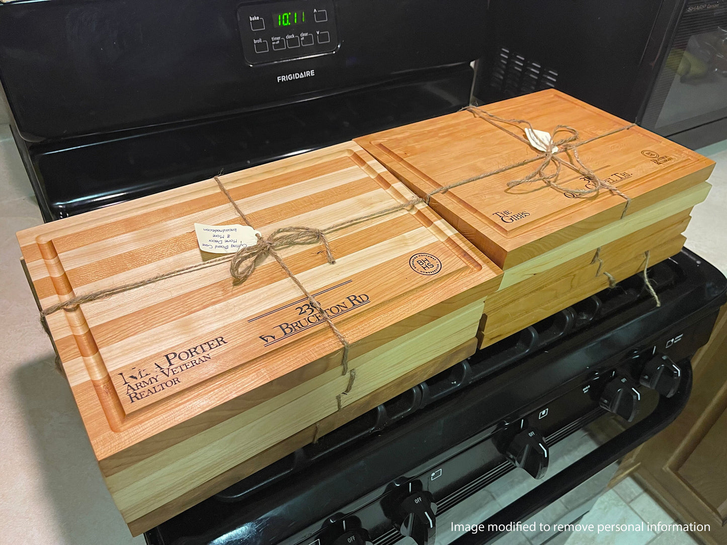 Personalized Cherry and Maple Cutting Boards for Realtor Closing Gifts