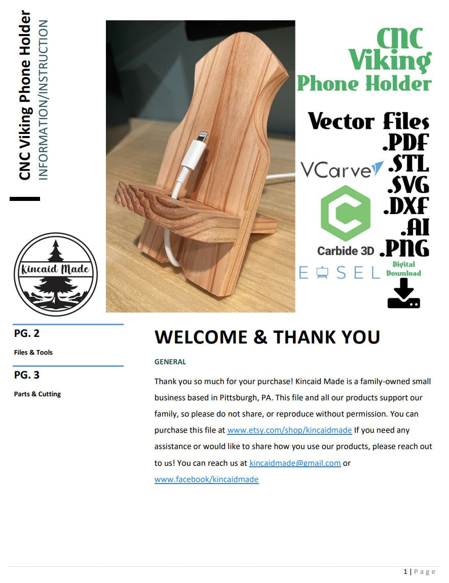 Digital Viking Phone Holder Blueprints | Vector Files CNC & Engraving | User-Friendly | .STL | .SVG | .dxf |.pdf | Carbide Create Compatible